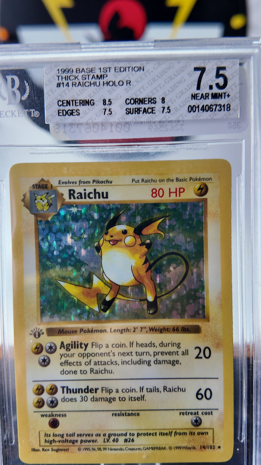 Raichu base set 1a edición , Shadowless BGS 7,5