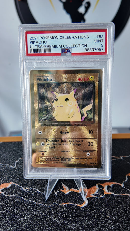 Pikachu Metálico UPC celebrations, PSA 9 - Pokeiberian Coleccionables