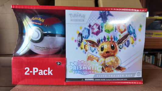 Pack exclusivo de USA , Prismatic Evolutions , ETB + Pokeball , Ingles ( La de la imagen )