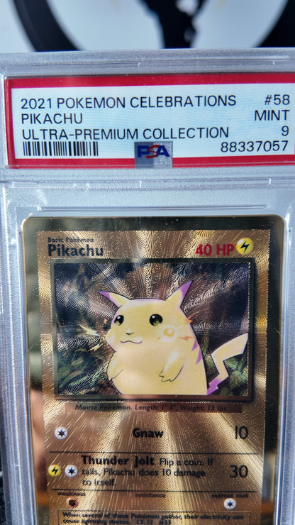 Pikachu Metálico UPC celebrations, PSA 9 - Pokeiberian Coleccionables