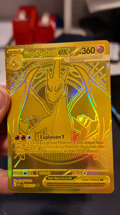 Carta Mega Charizard Y ex dorado de Ascended Héroes