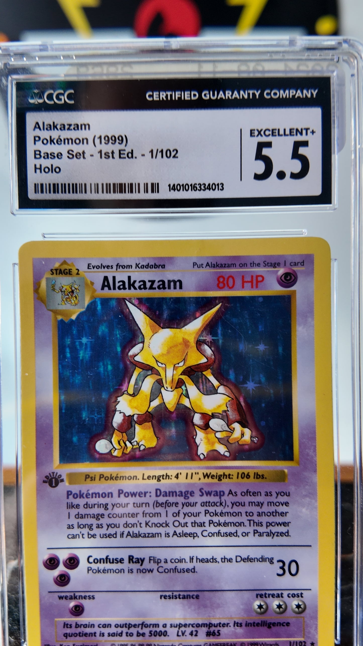 Alakazam base set 1a edición , Shadowless , CGC 5,5
