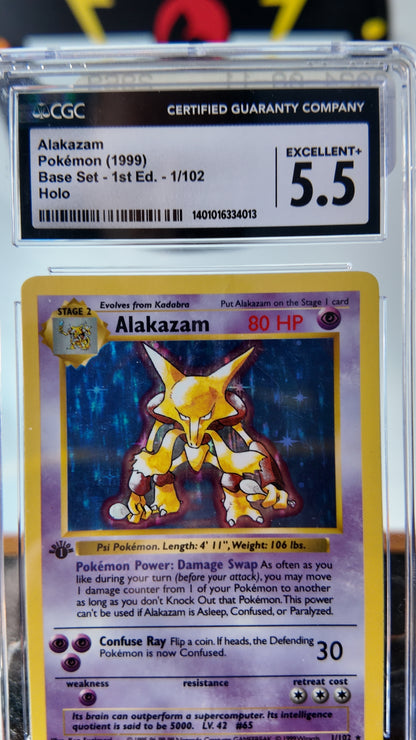 Alakazam base set 1a edición , Shadowless , CGC 5,5