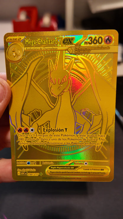 Carta Mega Charizard Y ex dorado de Ascended Héroes