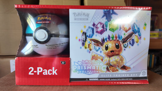 Pack exclusivo de USA , Prismatic Evolutions , ETB + Pokeball , Ingles ( La de la imagen )